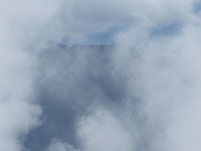 The summit is foggy.