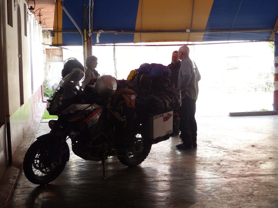 Inspecting the damage.