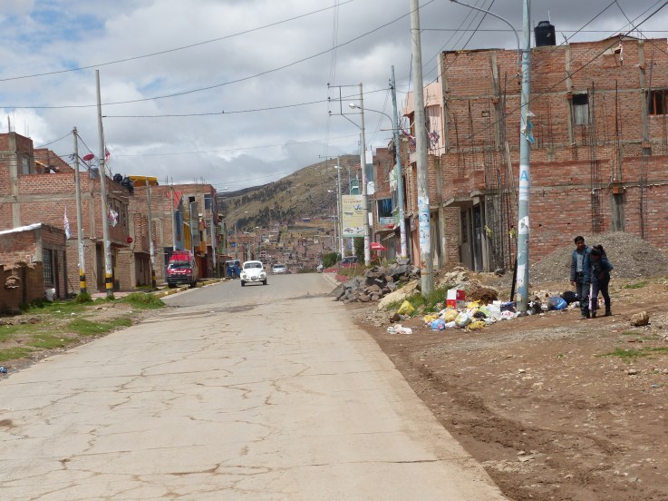 Outside the gates of the hotel.