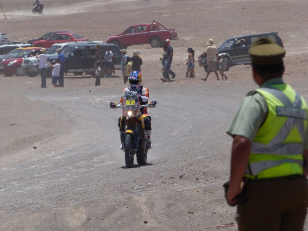 Marc Coma, four times Dakar Champion eventual 2015 winner arrives on his KTM