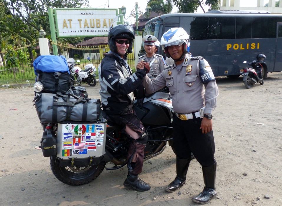 After checking our paperwork, a biker handshake.